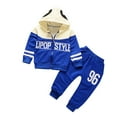 thumbnail image 2 of Toddler Boys Outfit Sets Autumn Winter Number Print Color Block Hooded Long Sleeve Hoodies Tops With Pants Two Piece Little Boys Clothes, 2 of 3