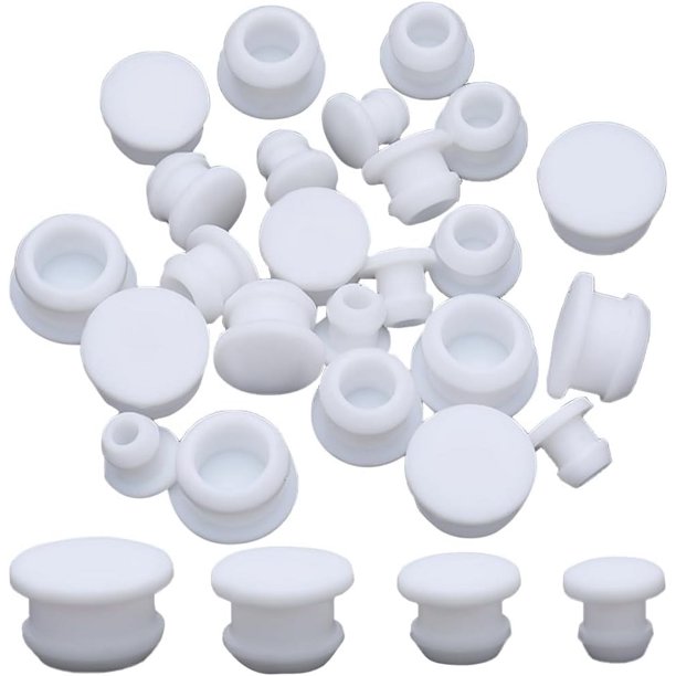 32 tapones de silicona blancos de 4 tamaños para saleros y pimenteros de 9/32, 29/64, 25/64 y 9/16 pulgadas, tapones de repuesto para botellas, tapones redondos reutilizables para botellas
