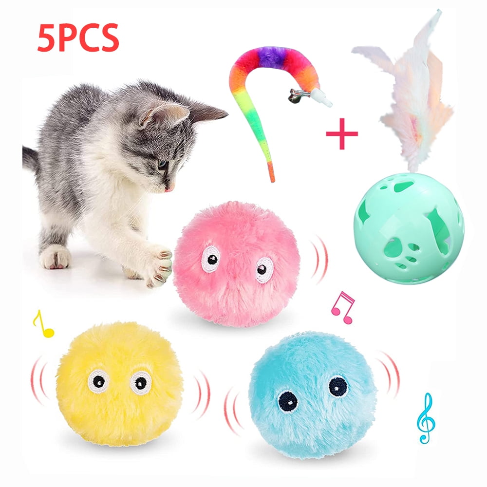 EIMELI 5 Pack Cat Toy Ball Kit, Interactive Cat Toy for Indoor Cats