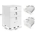thumbnail image 3 of Wooden File Cabinet, 3 Drawer Vertical File Cabinets with 3 Lock,Printer Stand Mobile Storage Cabinet,Filing Storage Drawer for Home,Office,White(15.75" L x 15.75" W x 26.1" H), 3 of 8