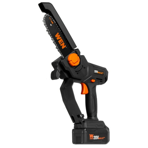 WEN 20V Max Cordless Mini Chainsaw with 6-Inch Bar, 4Ah Battery and Charger