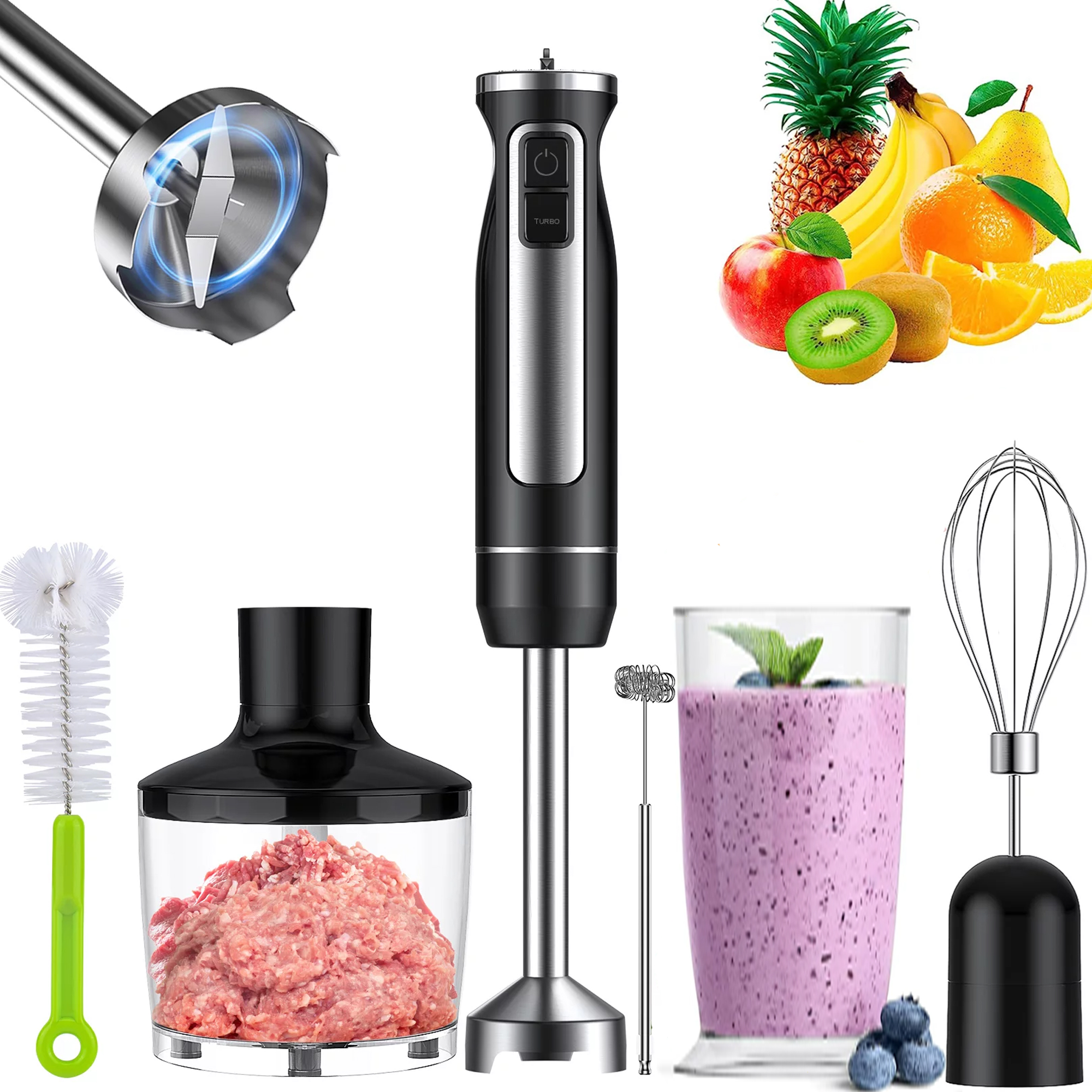 Immersion Handheld Blender, DEPTHOT MultiFunction Hand Blender Black
