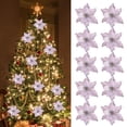 thumbnail image 2 of LHWEN Pack of 10 Glitter Christmas Tree Ornaments Artificial Flannelette Flowers Home Decorations Durable and Long-Lasting Traditional Christmas Flower with Glitter Powder Versatile Use for Bedroom, 2 of 6