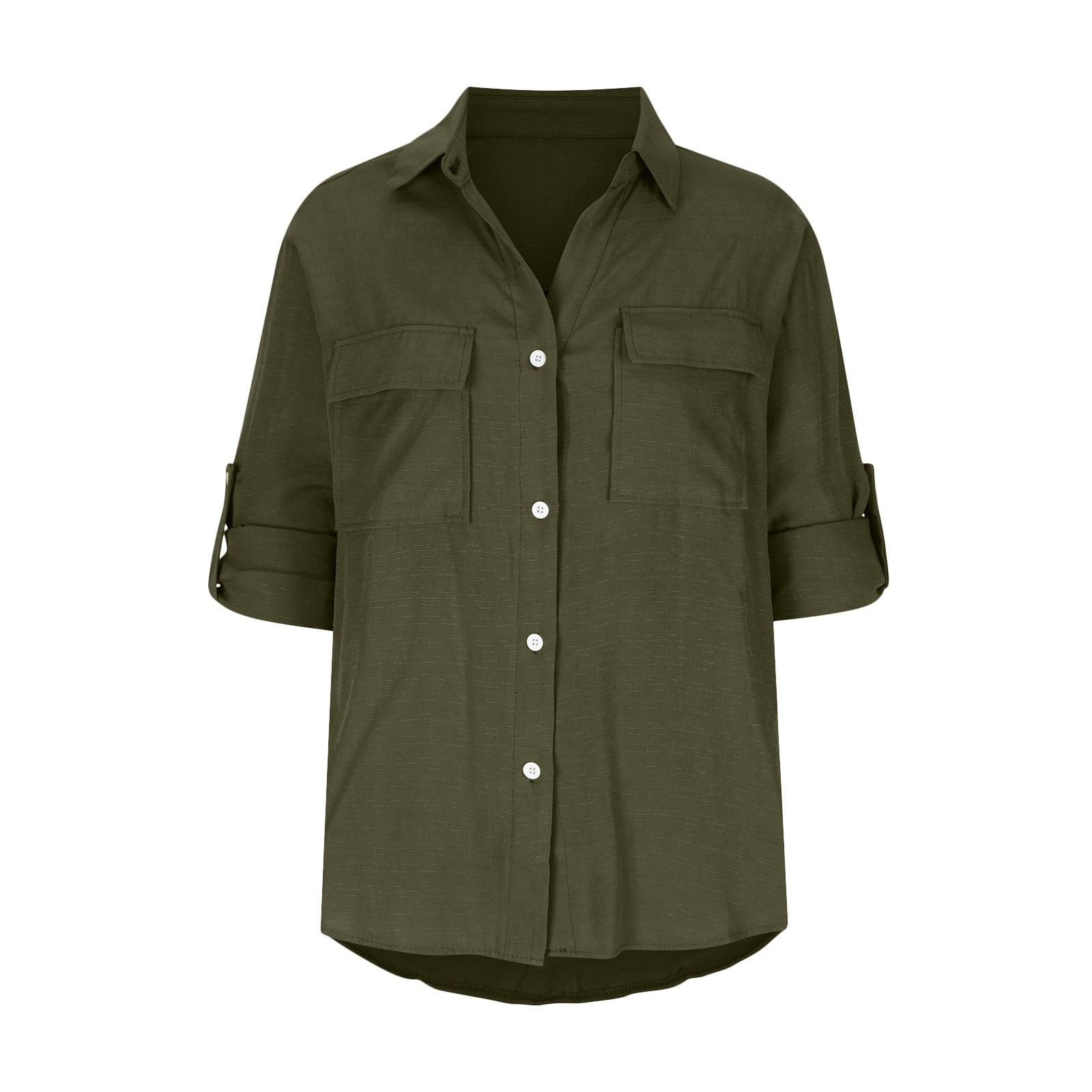 Long Sleeve Rayon Hollywood Shirt in Olive