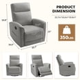 thumbnail image 4 of Bonzy Home 360° Swivel Rocker Recliner Chair, Manual PU Leather Reclining Chair with Side Pocket, Nursery Rocking Chair with Padded Armrest and Backrest for Living Room, Bedroom, Grey, 4 of 8