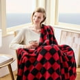 thumbnail image 4 of Throw Blanket for Couch Red Black Checkered Blanket Warm Thick for Winter Fuzzy Fluffy All Season Use(Checkered-Red Black, Throw()) Checkered-red Black Throw(), 4 of 7