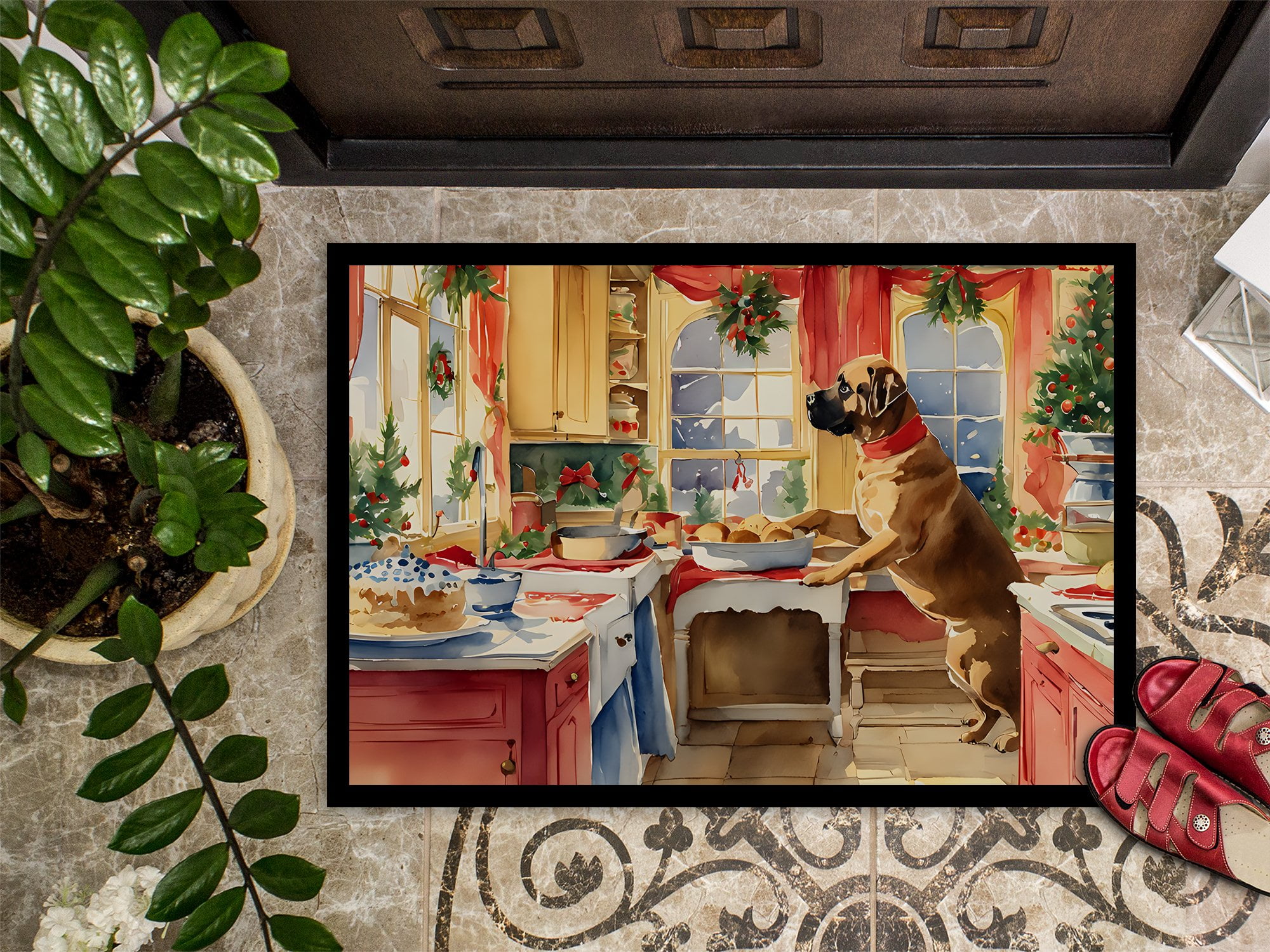 Carolines Treasures DAC3851MAT 18 x 27 in.  Mastiff Christmas Cookies Doormat