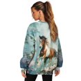 thumbnail image 2 of Xoenoiee Horse Butterfly Cherry Blossom Print Sweatshirts for Women Oversized Pullover Crewneck Tops Long Sleeve Sweaters Comfy Fall Winter Outfits Clothes 2025 Fashion, Size S, 2 of 7