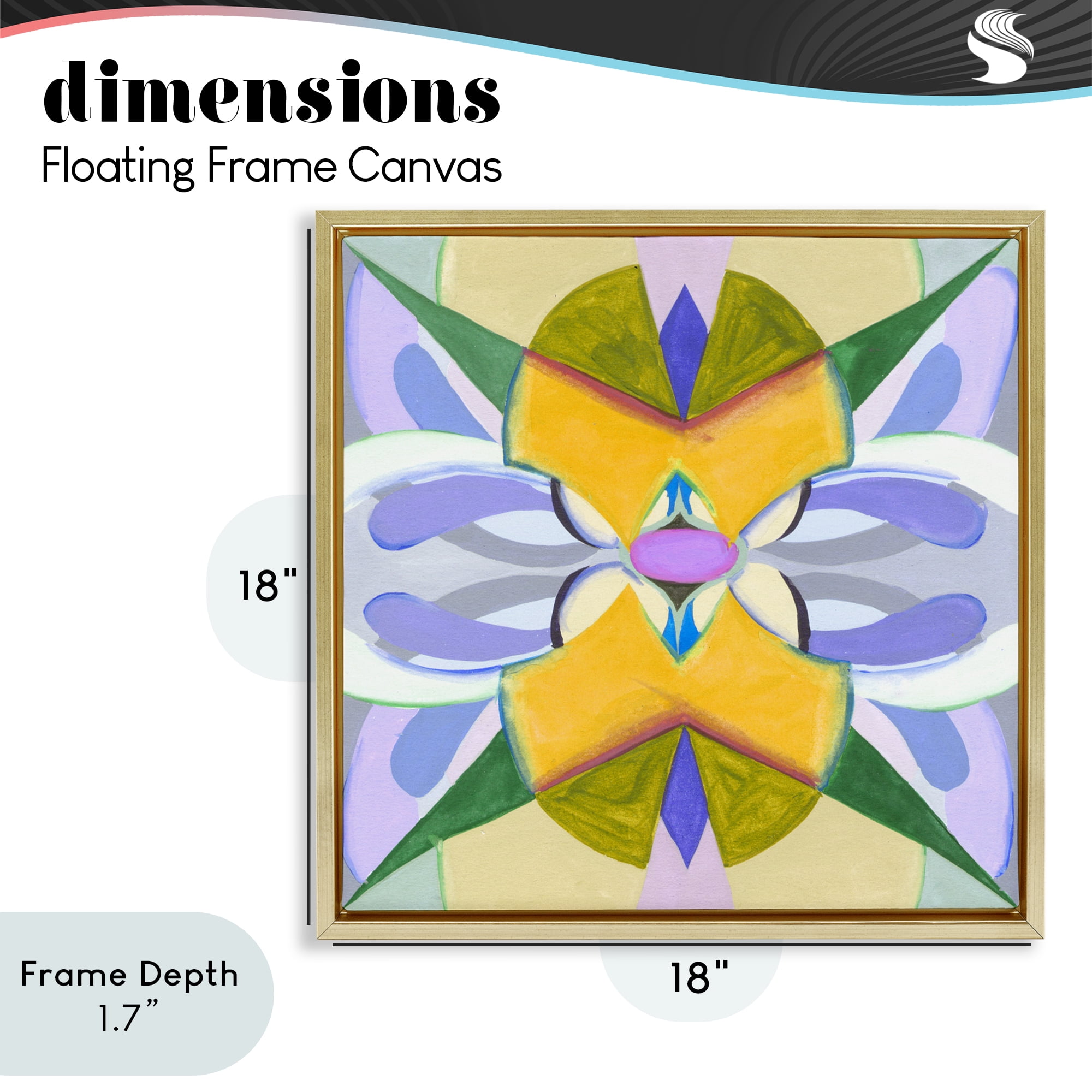 Stupell Industries Revival Kaleidoscope Symmetry Gold Framed Floater Canvas Wall Art, design by Melissa Wang
