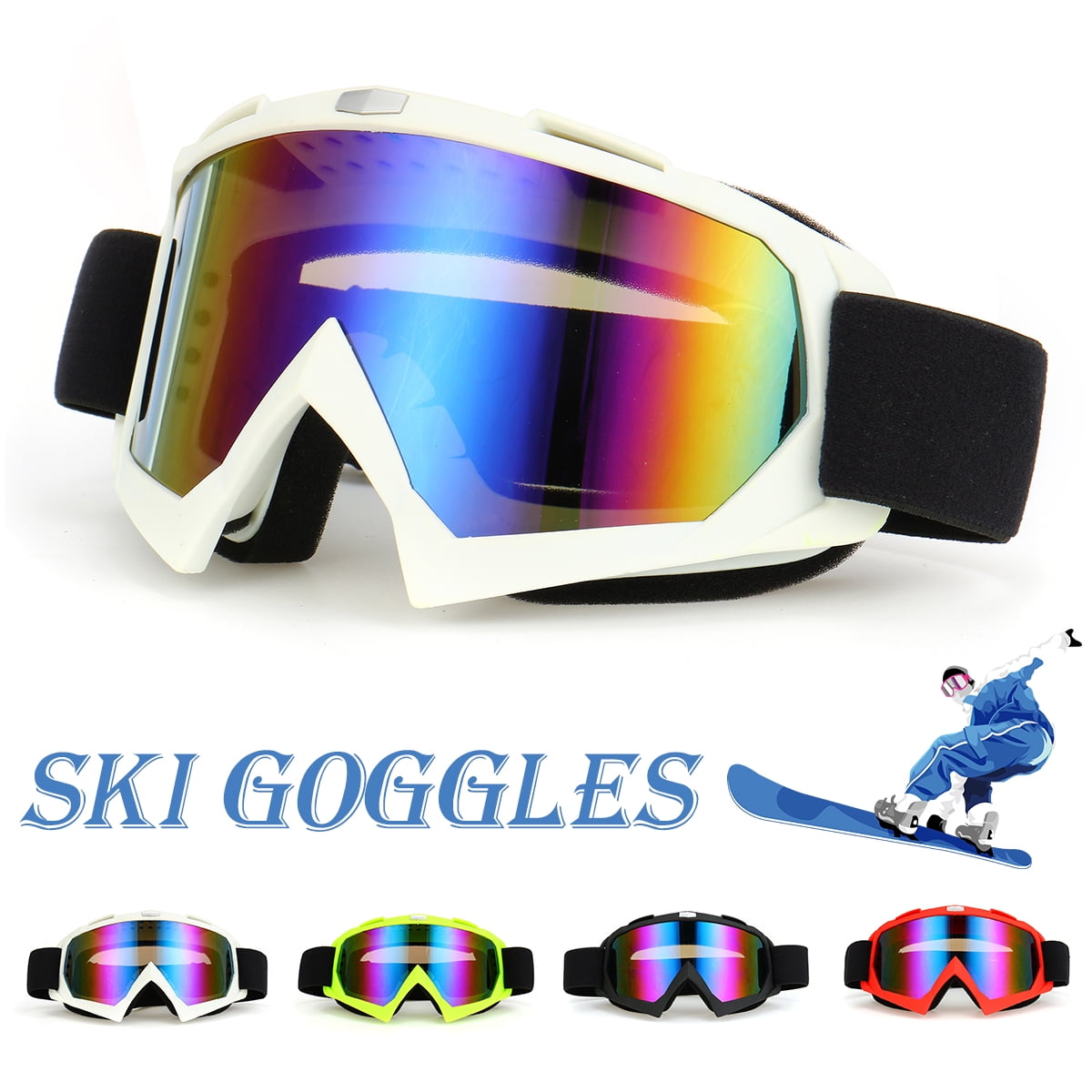 Double Layers Ski Goggles Anti-fog UV400 Snowboard Snow Glasses Case For Adult 