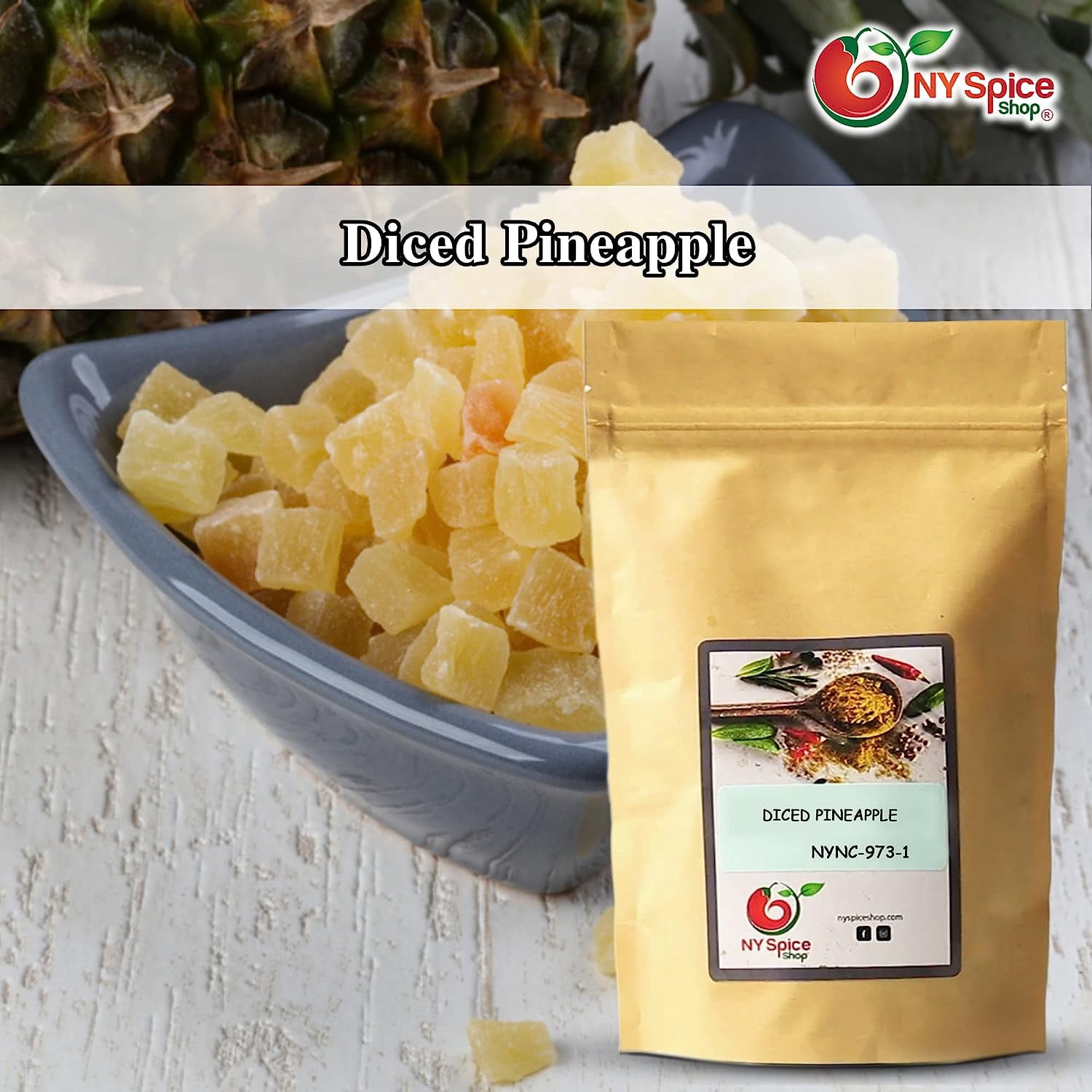 NY SPICE SHOP Dried Pineapple Chunks - 3 Pound - Tropical Dry Fruit Slices - Dried Chunks