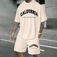 thumbnail image 2 of Afdoent Men's 2 Pieces Outfits Men Casual For Everyday Wear Stylish Party Outfit Letter Printed Design Versatile Summer Comfortable Summer Beach Vacation Outfits, 2 of 5