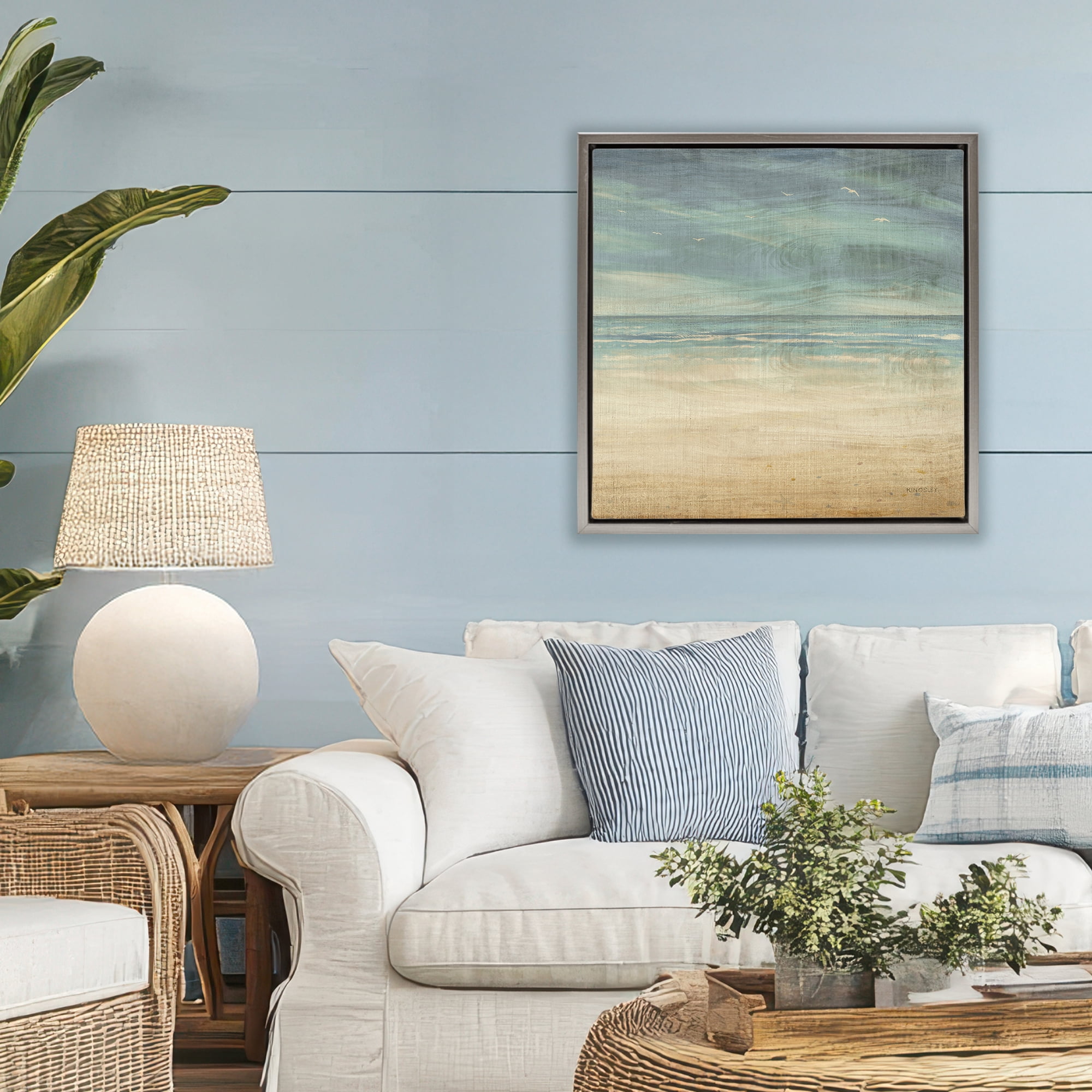 Stupell Industries Moody Coastal Days Gray Framed Floater Canvas Wall Art, design by Dan Meneely