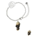 thumbnail image 2 of Delight Jewelry Resin Skull Silver-tone Flower Link Chain Bracelet, 6.75"+2" Extender, 2 of 4