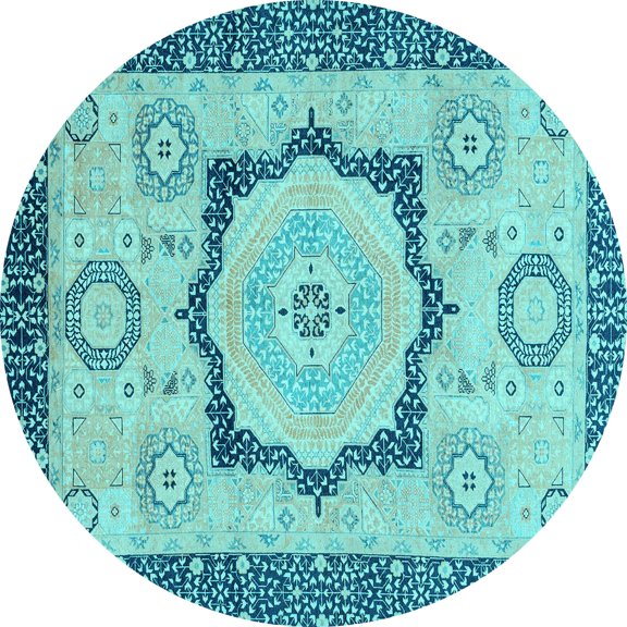 Ahgly Company Indoor Round Abstract Light Blue Modern Area Rugs, 6' Round
