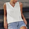 thumbnail image 2 of Women V Neck Tank Top Pure Color Satin Finish Fashionable Sleeveless Satin Plain Color Top, 2 of 6