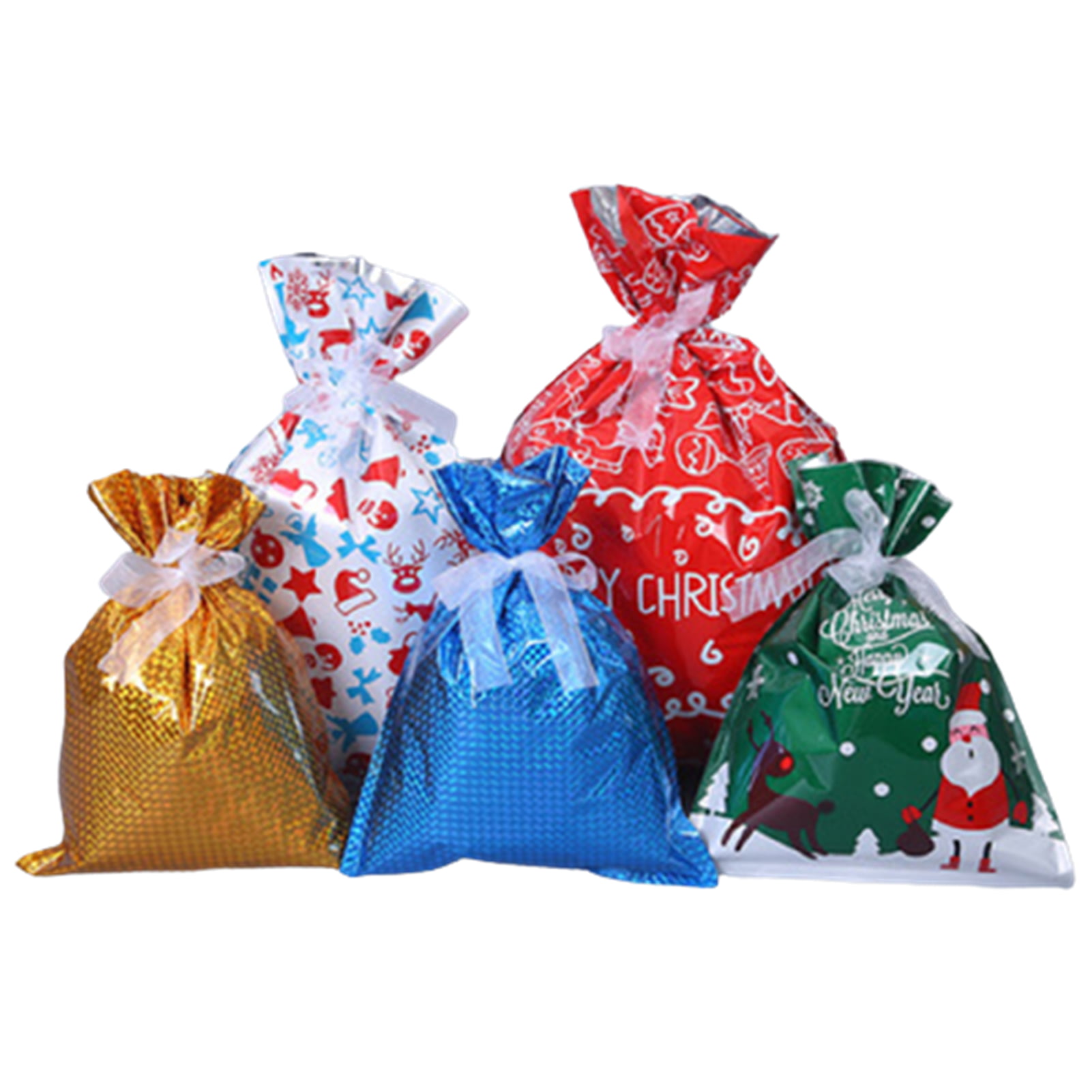 Foil Drawstring Bag Christmas Gift Bags Empty Wrapping Pouch Xmas Supplies