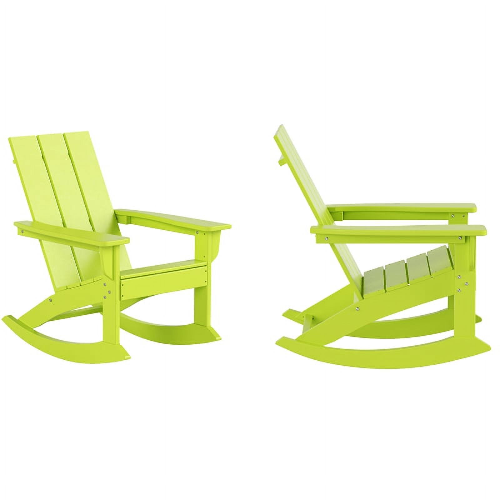 Costaelm Palms Outdoor HDPE Plastic Adirondack Rocking Chair (Set of 2), Lime - image 3 of 8