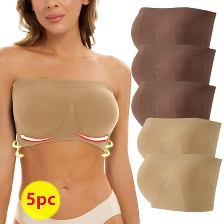 

Patlollav Pntutb Plus Size Bra Womens Stretch Strapless Bra Summer Bandeau Bra Comfort Wireless Bra