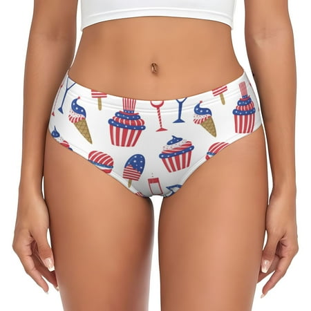 Womens Underwear - USA Flag sugar cone No Show Seamless Underwear for Women  Soft Stretch Womens Panties  Hipster Ladies Panties Bikini Underwear Briefs