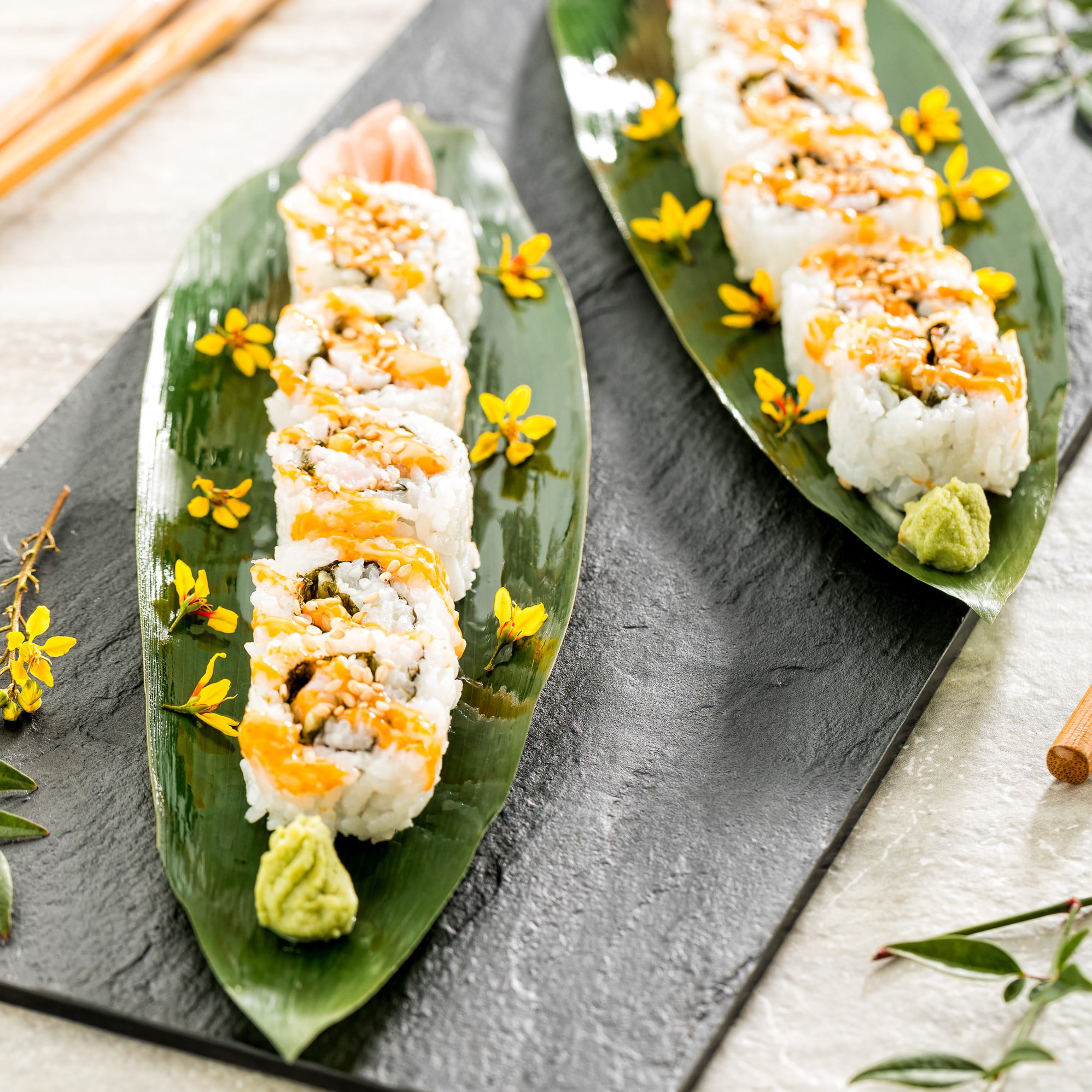 Details about   Bamboo Leaves Decoration for Sushi Roller Plate Vacuum Packed 12.25 x 3.5" Fresh 