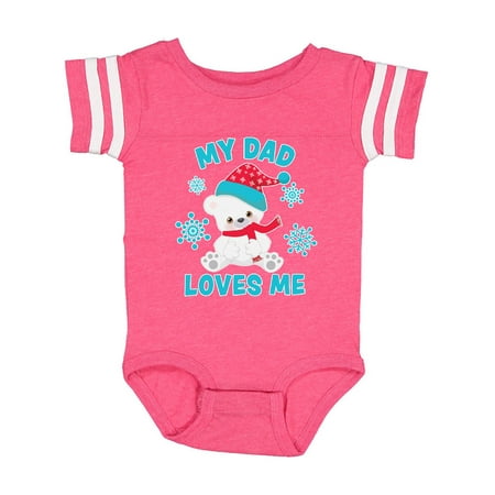 

Inktastic Polar Bear My Dad Loves Me in Santa Hat with Snowflakes Gift Baby Boy or Baby Girl Bodysuit