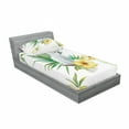 thumbnail image 3 of Parrot Bedding Set with Sheet & Covers, Hibiscus with Bird Intelligent Mimic Animals Creatures Wild Regions Artwork, Printed Bedroom Decor 2 Shams, 4 Sizes, White Yellow Green, by Ambesonne, 3 of 3