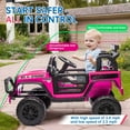 thumbnail image 4 of Okybaby 24V Kids Ride on Jeep Car with Parents Remote,400W Motor, Electric Power Ride on Toy Car with High Chassis, Four-wheel Suspension, LED Light,USB,Bluetooth,MP3 for Kids Aged 3+,Pink, 4 of 9