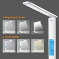 thumbnail image 2 of Lámpara de mesa LED, función inteligente (reloj, despertador, fecha, temperatura) - lámpara de mesa táctil ajustable y plegable, 3 niveles - para oficina, dormitorio, estudio (blanco) JAMW Sencillez, 2 of 5