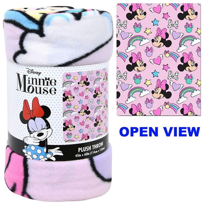 Disney Minnie Mouse 45" x 60" Throw Blanket  w/ Girls Minnie 11" Plush Doll 