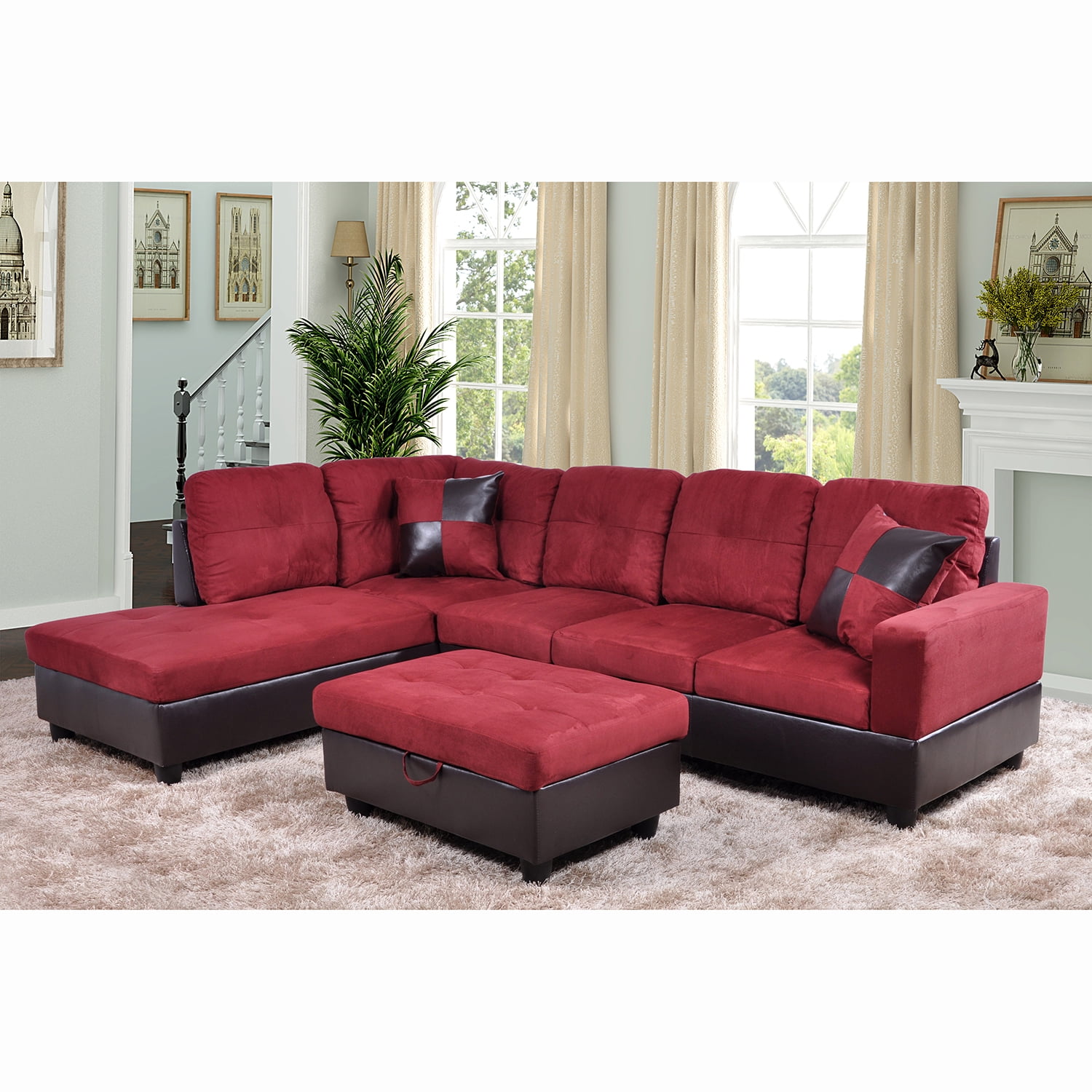 Hommoo Sectional Sofa Couch Free Combination Sectional Couch, L Shaped Sectional Sofa, Modern Sofa Set for Living Room, Dark Brown(Without Ottoman)