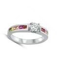 thumbnail image 4 of Multi-color Cubic Zirconia Rainbow Anniversary Ring .925 Sterling Silver Band Jewelry Female Size 10, 4 of 4
