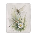 thumbnail image 2 of 50x60 inch Crystal Fleece & Arctic Fleece Blanket Soft Bed Throws for Home or Camping Dragonflies with White Daisies, 2 of 7