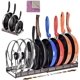 thumbnail image 1 of Rejilla para ollas con 7 compartimentos ajustables, soporte para ollas de acero inoxidable expandible, organizador de tapas para cajones de cocina para utensilios para freír, ollas, tapas, 1 of 5