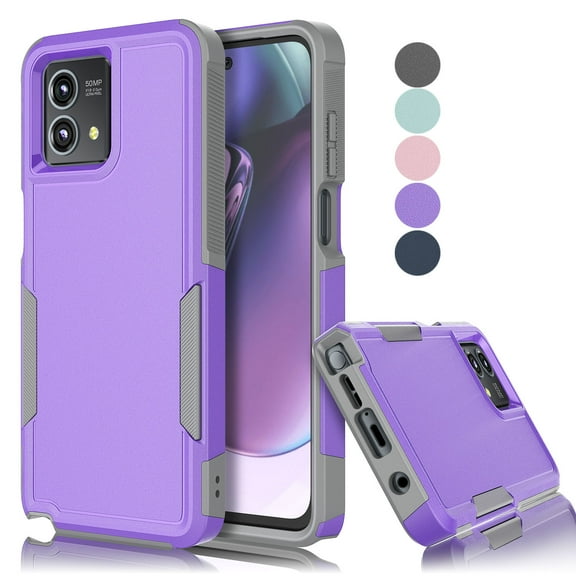 Tekcoo Shockproof Heavy Duty Armor Protective Cover Motorola Moto G Stylus 5G 2023 Purple