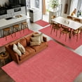 thumbnail image 5 of Coral Red 3x5 Area Rugs, Farmhouse Burlap Solid Red Color Modern Linen Texture Non-Skid Rubber Backing Large Rectangle Rugs - Living Room Bedroom Home Office, Indoor Floor Mat Carpets Washable Rug, 5 of 9