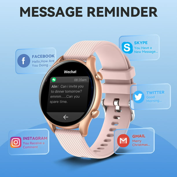 Cyberdyer KT60 Smart Watch 1.32" Fitness with Workout Timer for Android and - Pink - Walmart.com