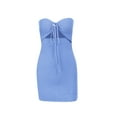 thumbnail image 3 of Coduop Women's Y2K Cut Out Strapless Tube Dress Bodycon Twist Knot Front Ribbed Knit Mini Dress, 3 of 6