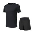 thumbnail image 3 of Weiqiqre Mens Casual 2 Piece Outfits-Short Sleeve Athletic Set Oversize T-Shirts Drawstring Tracksuit Set, 3 of 7