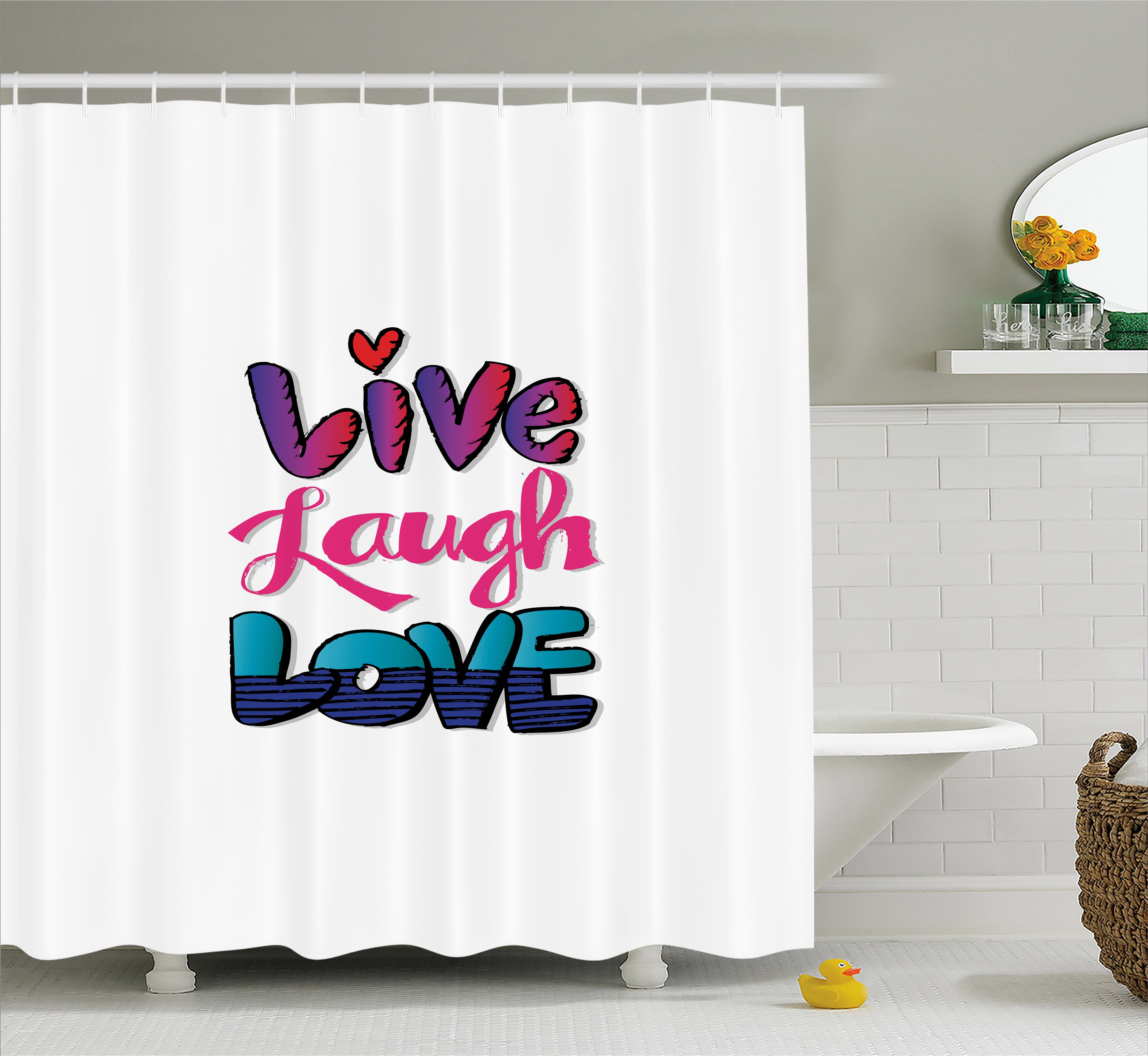 Live Laugh Love Shower Curtain, Vintage Inspirations in Colorful Live