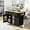 Black, variant on JESTOP Rolling Kitchen Island with 3 Drawers and 2 Cabinets, Kitchen Cart on Wheels with Drop Leaf, Wood Portable Trolley Island with Cabinet Door Storage Racks, for Dinning Room