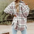 thumbnail image 5 of Brnmxoke Flannel Shacket Jacket Women Clearance Sale 2024 Women's Casual Plaid Flannel Shacket Jacket Oversized Long Sleeve Button Down Shirts Jacket Lapel Coats Tops, 5 of 8