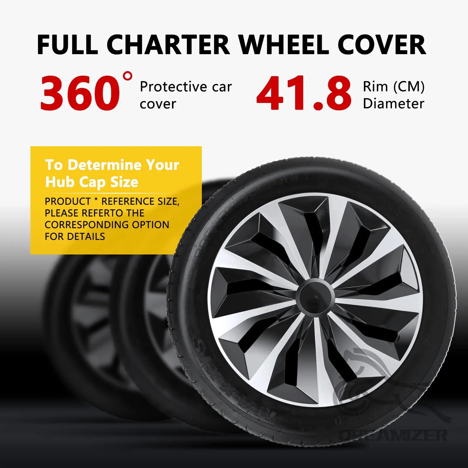Hubcap Wheel Cover Replacement R15 Hub Caps Universal Wheel Rim Cover ABS Material Exterior Accessories Snap On Car Truck SUV -Set of 4 15-Inch Black