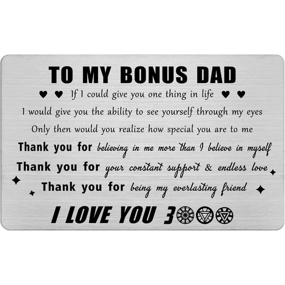 Bonus Dad Gifts from Daughter - Thank You Bonus Dad Birthday Card, I Love You 300 Stepdad Present