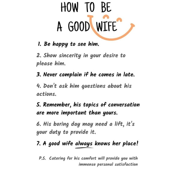 Funny Positive Poster for Wife Gifts - How To Be a Good Wife - Unique Funny Housewarming Gift for Her, Wife - Cute Room Decor poster