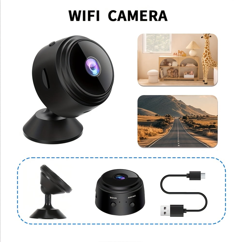 Mini Smart Camera - 480P AI Human/Pet Detection | 24/7 Recording w/ SD Card & Cloud | Motion Alerts | Nanny Cam Baby/Pet Monitor | 2.4G Only USB Powered Indoor Security (1pc)