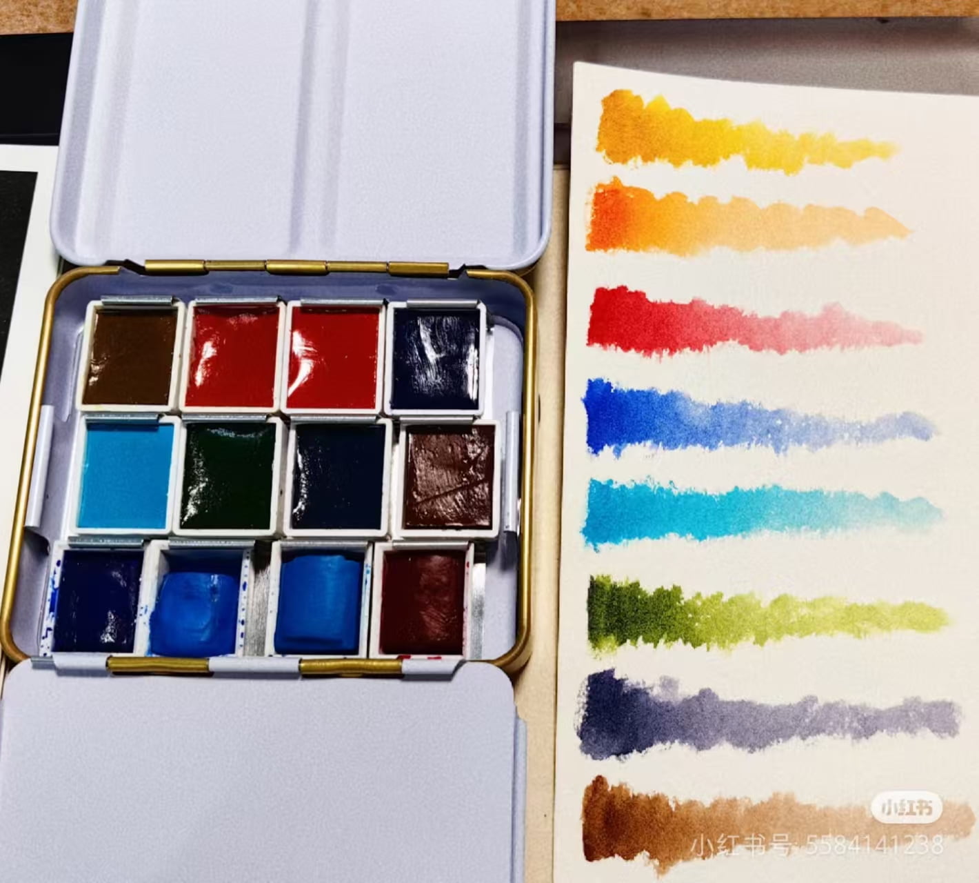 Roman Szmal Artists Mini Metal Orange Box 8 Half Pans Solid Watercolors Set