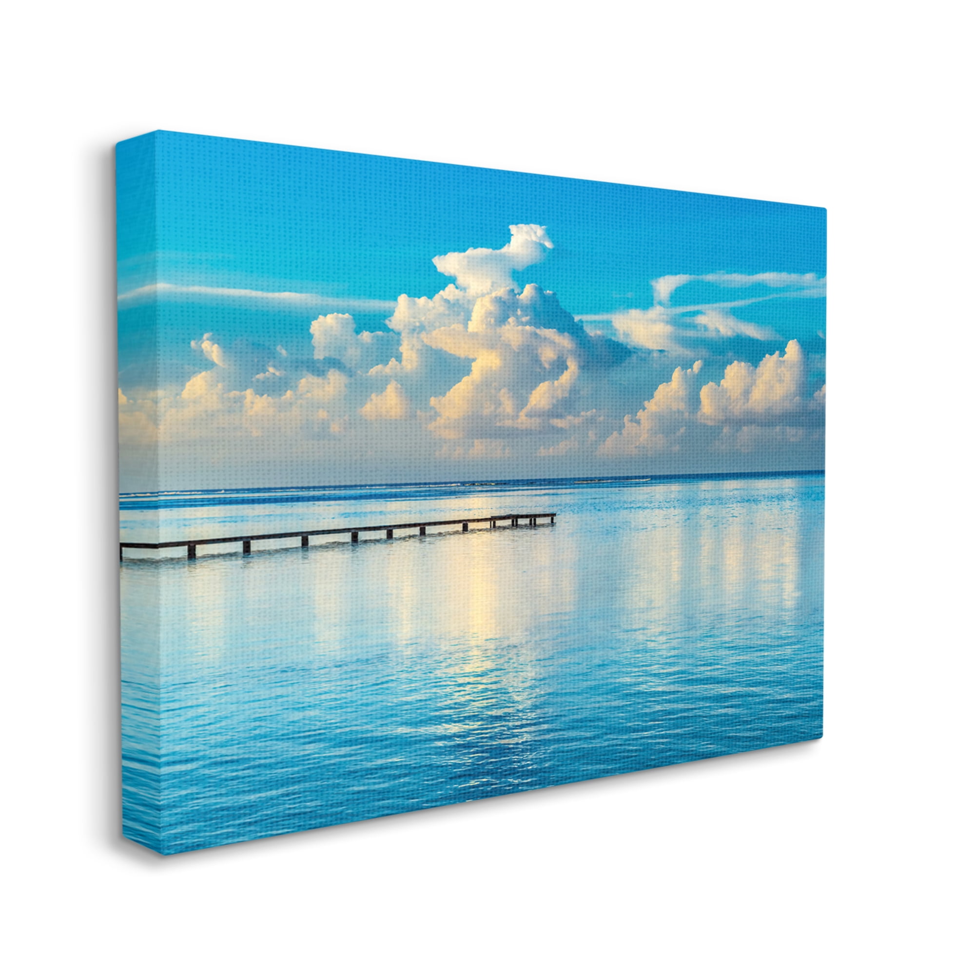 Stupell Industries Waterfront Dock Clouds Landscape Photography Gallery Wrapped Canvas Art Print Wall Art, 40 x 30