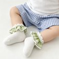 thumbnail image 4 of Miaouyo Toddler Girl Ruffles Ankle Socks Stretchy Breathable Plaid Lace Dress Socks, 4 of 9