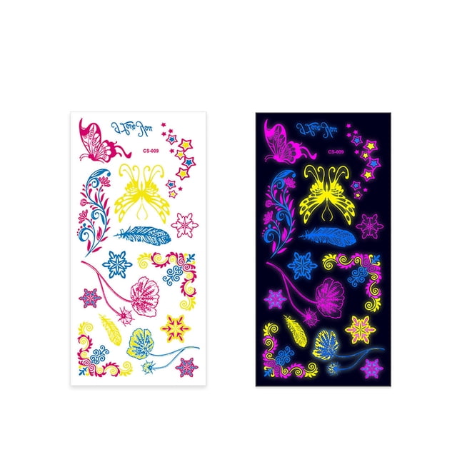 Iumwxz Fluorescent Flower Arm Stickers Face Stickers Feather Arm Stickers